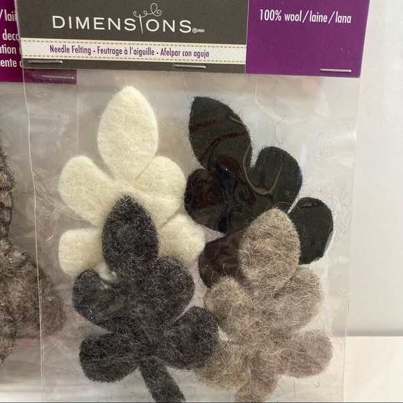 Owl Flowers Leaves Felt Embellishments 100% Wool Coordinated Black Grey - Picture 8 of 13